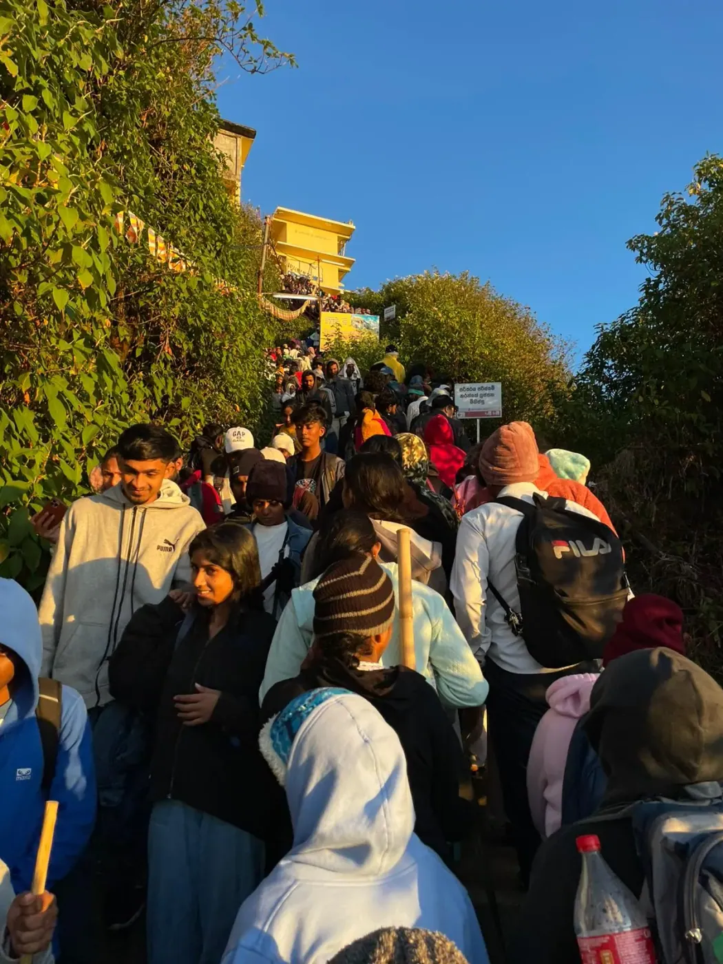 Village school children gathered for a visit