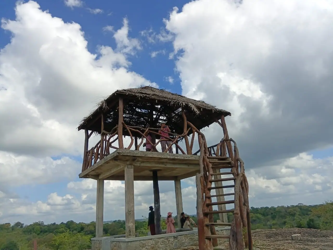 A traditional timber watch hut in the paddy fields