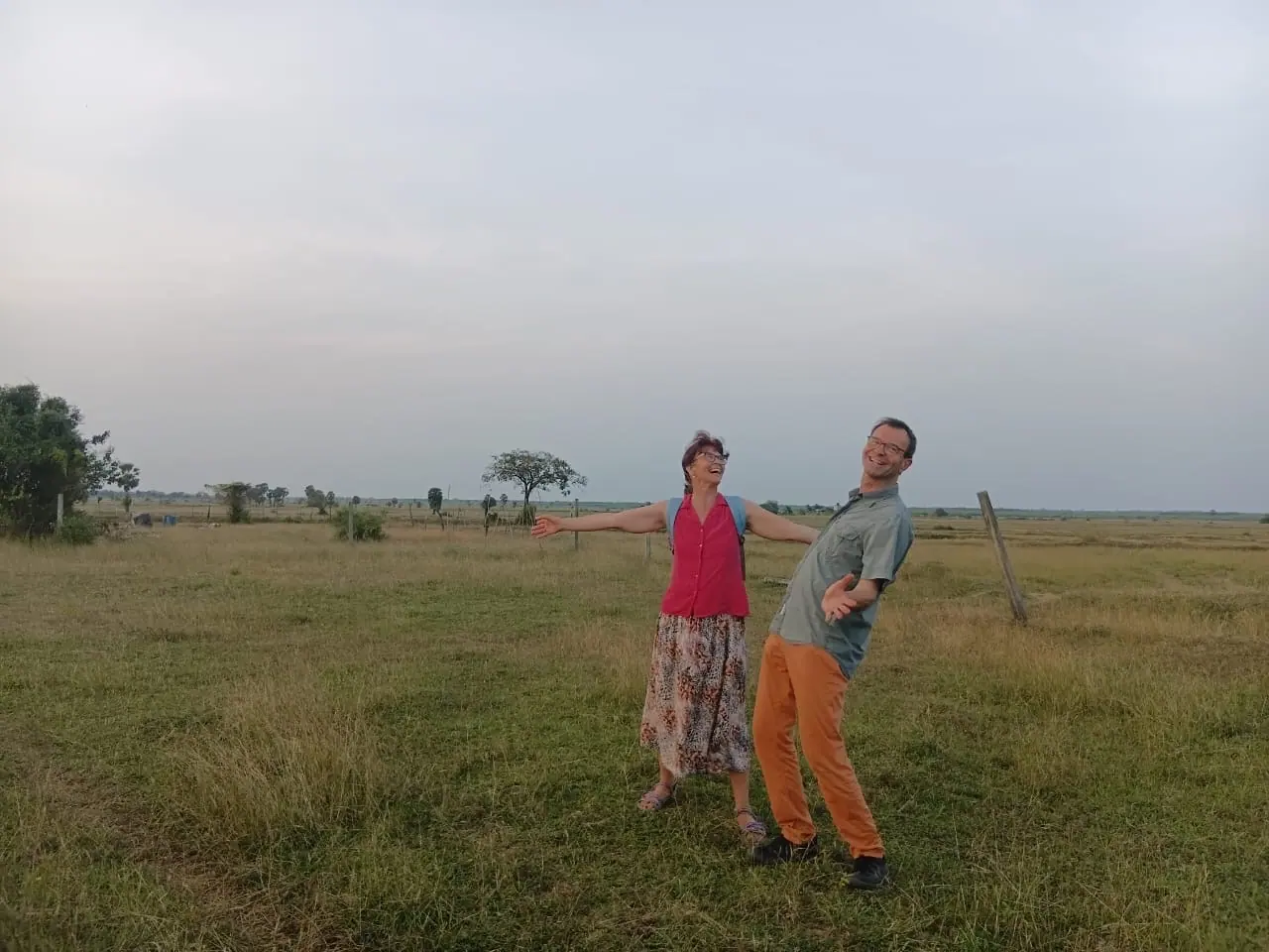 A couple on safari in the grasslands