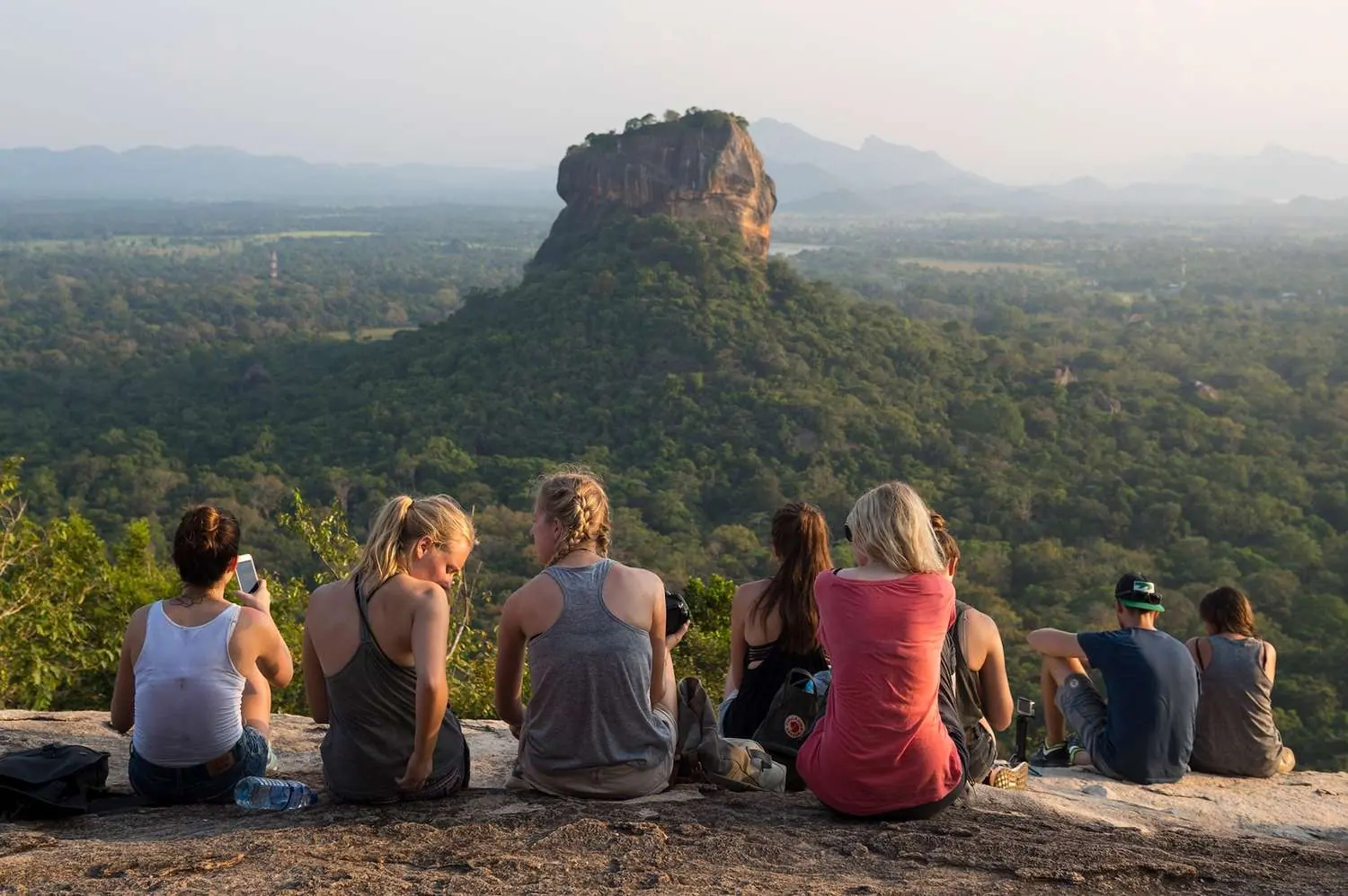 Sigiriya Rock Fortress rising dramatically above the jungle canopy